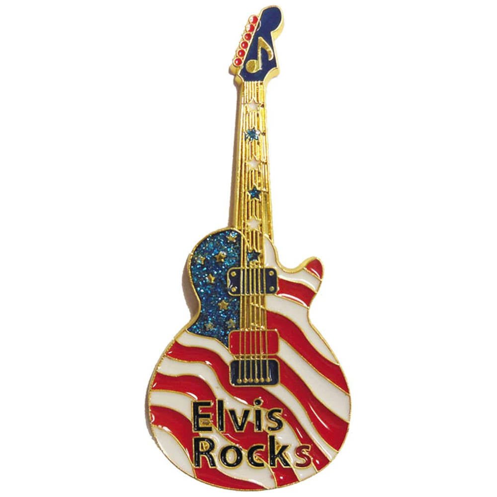 ELVIS PRESLEY エルヴィスプレスリー (生誕 90周年 ) - Guitar Flag Rocks / マグネット - PGS
